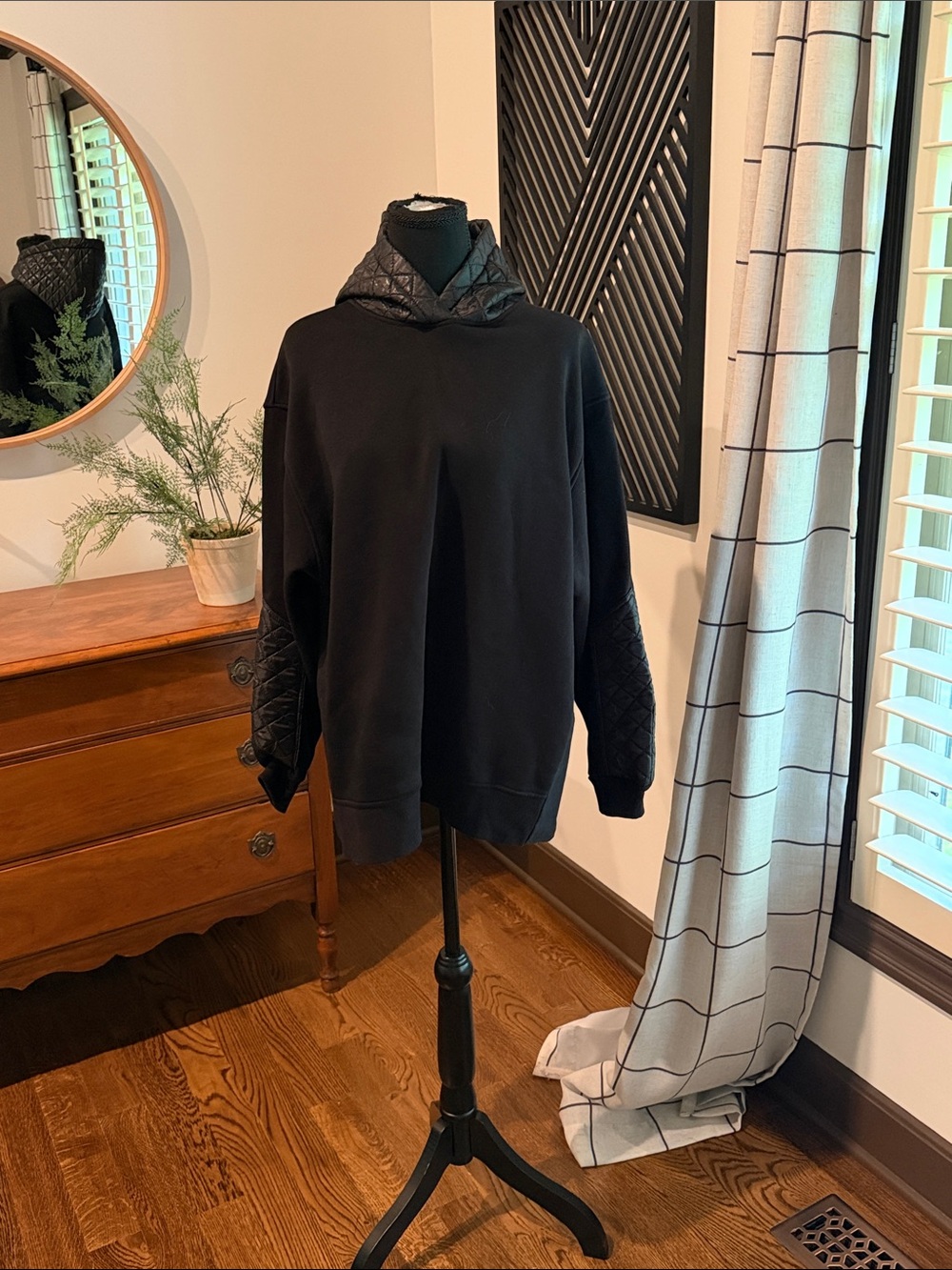 Zara Black Quilted-Hood swing top large
